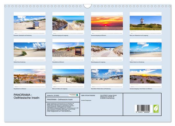 Produktbild: PANORAMA - Ostfriesische Inseln (Wandkalender 2026 DIN A3 quer), CALVENDO Monatskalender