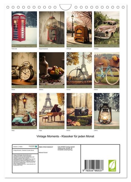 Produktbild: Vintage Moments - Klassiker f&uuml;r jeden Monat (Wandkalender 2026 DIN A4 hoch), CALVENDO Monatskalender