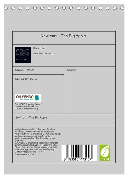 Produktbild: New York - The Big Apple (Tischkalender 2026 DIN A5 hoch), CALVENDO Monatskalender