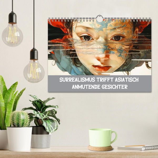 Produktbild: Surrealismus trifft asiatisch anmutende Gesichter (Wandkalender 2026 DIN A4 quer), CALVENDO Monatskalender