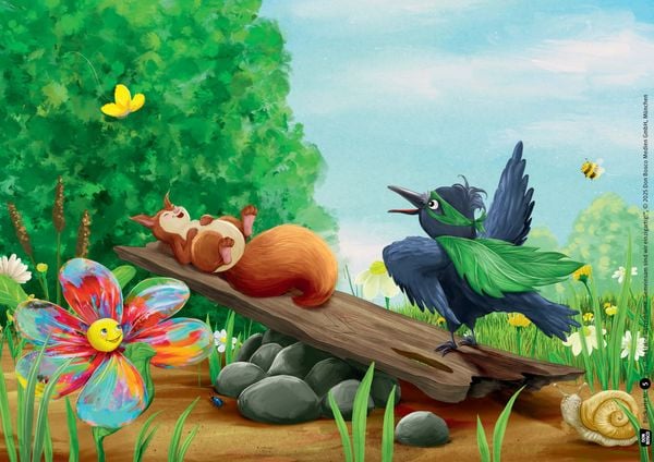 Produktbild: Die kleine Glitzerblume. Gemeinsam sind wir einzigartig! Eine Geschichte mit Rabe und Eichh&ouml;rnchen. Kamishibai Bildkartenset