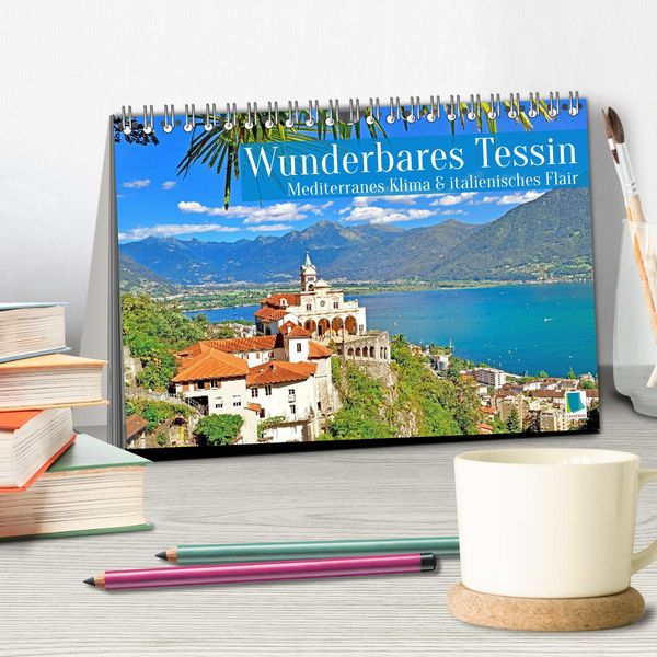 Produktbild: Wunderbares Tessin: Mediterranes Klima und italienisches Flair (Tischkalender 2026 DIN A5 quer), CALVENDO Monatskalender