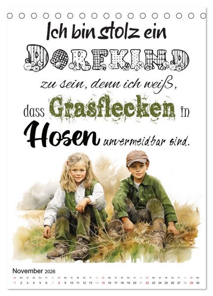 Produktbild: Dorfkinder und stolz darauf (Tischkalender 2026 DIN A5 hoch), CALVENDO Monatskalender