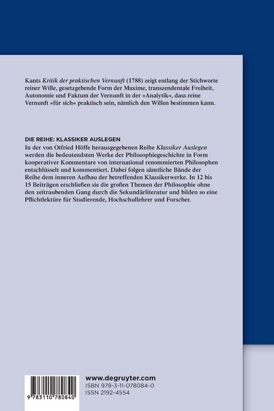 Produktbild: Immanuel Kant: Kritik der praktischen Vernunft