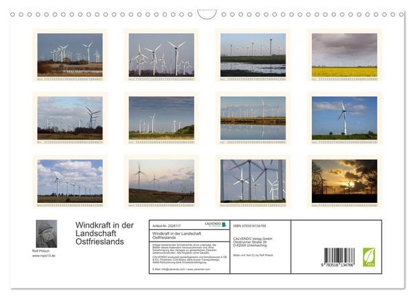 Produktbild: Windkraft in der Landschaft Ostfrieslands (Wandkalender 2026 DIN A3 quer), CALVENDO Monatskalender