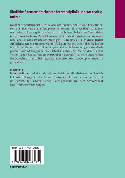Produktbild: Kindliche Spontansprachdaten interdisziplin&auml;r und nachhaltig nutzen