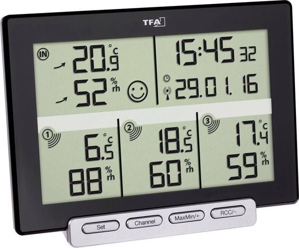 TFA Dostmann Multi-Sens Funk-Thermo-/Hygrometer Schwarz