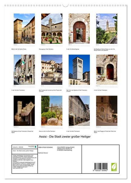 Produktbild: Assisi - Die Stadt zweier gro&szlig;er Heiliger (hochwertiger Premium Wandkalender 2026 DIN A2 hoch), Kunstdruck in Hochglanz