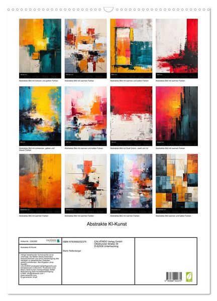 Produktbild: Abstrakte KI-Kunst (Wandkalender 2027 DIN A2 hoch), CALVENDO Monatskalender
