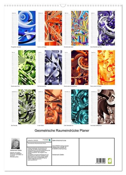 Produktbild: Geometrische Raumeindr&uuml;cke Planer (Wandkalender 2026 DIN A2 hoch), CALVENDO Monatskalender