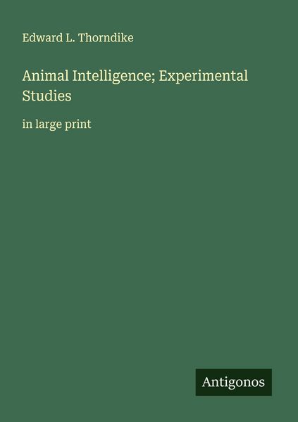 Produktbild: Animal Intelligence; Experimental Studies