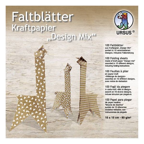 Produktbild: URSUS 100 Faltbl&auml;tter Kraftpapier "Design Mix"