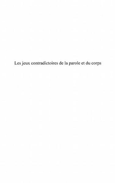 Produktbild: Les jeux contradictoires de laparole et