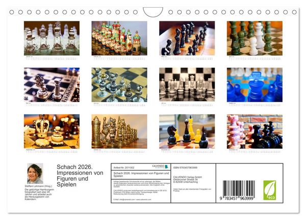 Produktbild: Schach 2026. Impressionen von Figuren und Spielen (Wandkalender 2026 DIN A4 quer), CALVENDO Monatskalender