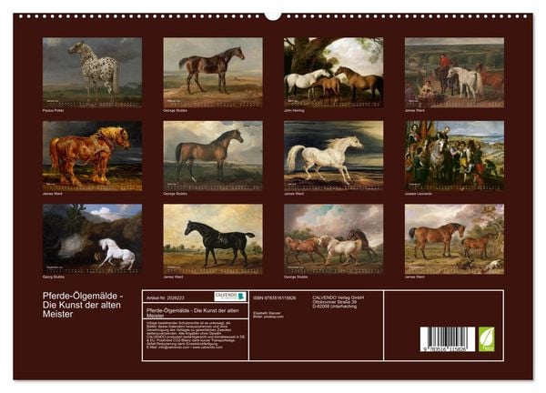 Produktbild: Pferde-&Ouml;lgem&auml;lde - Die Kunst der alten Meister (hochwertiger Premium Wandkalender 2026 DIN A2 quer), Kunstdruck in Hochglanz