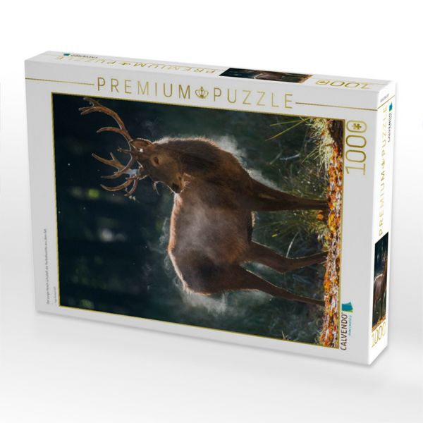 Produktbild: CALVENDO Puzzle Der junge Hirsch sch&uuml;ttelt die Herbstfeuchte aus dem Fell. | 1000 Teile Lege-Gr&ouml;&szlig;e 64x48cm Foto-Puzzle f&uuml;r gl&uuml;ckliche Stunden