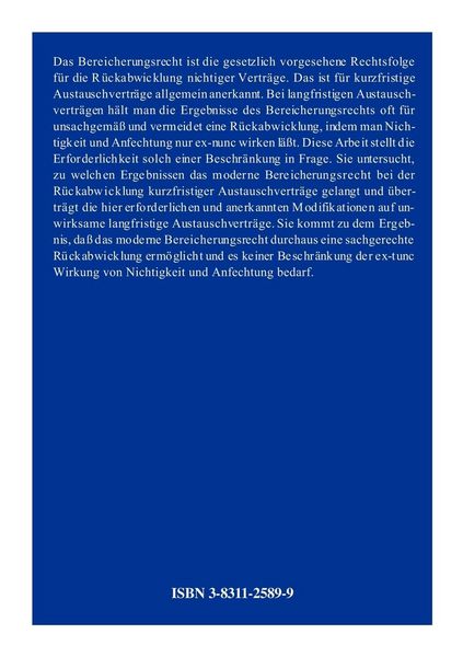Produktbild: Die bereicherungsrechtliche R&uuml;ckabwicklung kurz- und langfristiger Austauschvertr&auml;ge