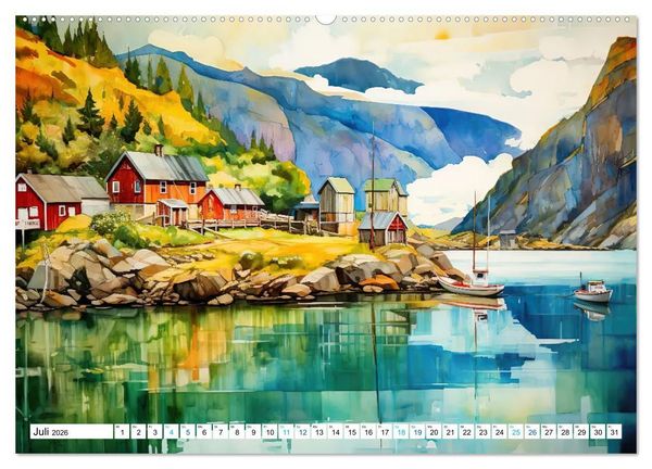 Produktbild: Aquarelltr&auml;ume am See (hochwertiger Premium Wandkalender 2026 DIN A2 quer), Kunstdruck in Hochglanz