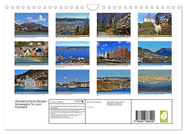 Produktbild: Wundersch&ouml;nes Bergen. Norwegens Tor zum Fjordland (Wandkalender 2026 DIN A4 quer), CALVENDO Monatskalender