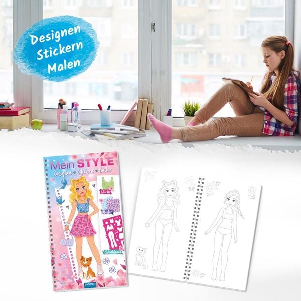 Produktbild: Tr&ouml;tsch Malbuch mit Schablonen und Stickern Mein Style Romantik