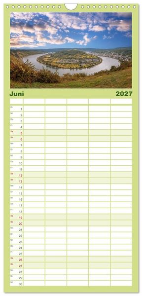 Produktbild: Familienplaner 2027 - Unterwegs - Rhein-Burgen-Weg mit 5 Spalten (Wandkalender, 21 x 45 cm) CALVENDO