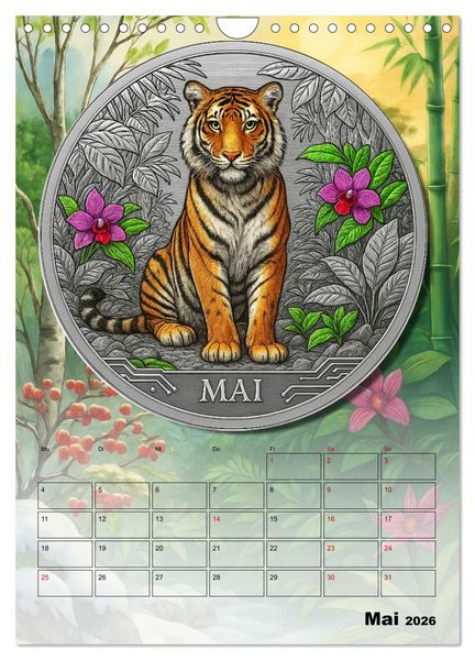 Produktbild: Katzenadel in Silber (Wandkalender 2026 DIN A4 hoch), CALVENDO Monatskalender
