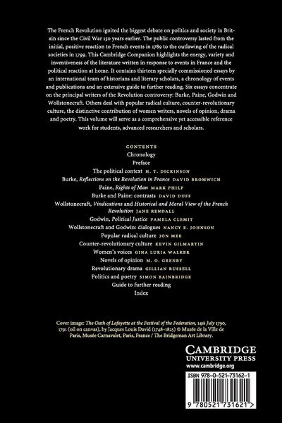 Produktbild: The Cambridge Companion to British Literature of the French Revolution in the 1790s