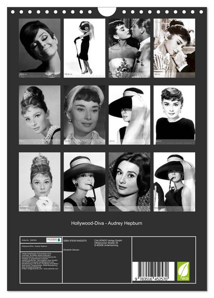 Produktbild: Hollywood-Diva - Audrey Hepburn (Wandkalender 2026 DIN A4 hoch), CALVENDO Monatskalender