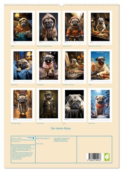 Produktbild: Der kleine Mops (hochwertiger Premium Wandkalender 2026 DIN A2 hoch), Kunstdruck in Hochglanz