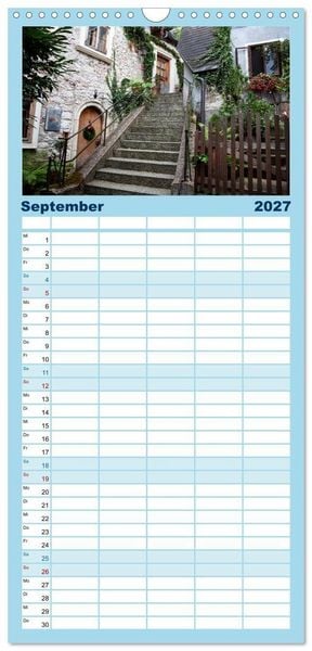 Produktbild: Familienplaner 2027 - Hallstatt und der Hallst&auml;tter See mit 5 Spalten (Wandkalender, 21 x 45 cm) CALVENDO