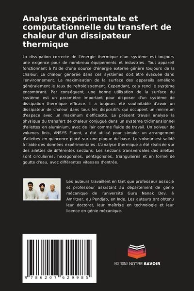 Produktbild: Analyse exp&eacute;rimentale et computationnelle du transfert de chaleur d'un dissipateur thermique
