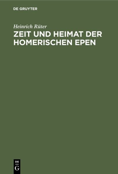 Produktbild: Zeit und Heimat der Homerischen Epen