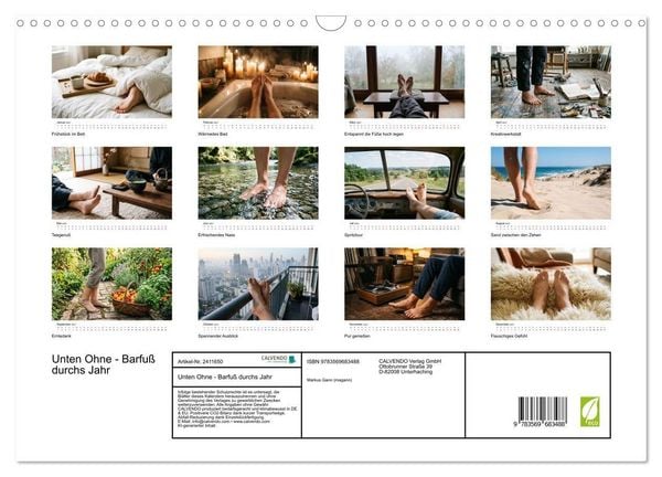 Produktbild: Unten Ohne - Barfu&szlig; durchs Jahr (Wandkalender 2027 DIN A3 quer), CALVENDO Monatskalender