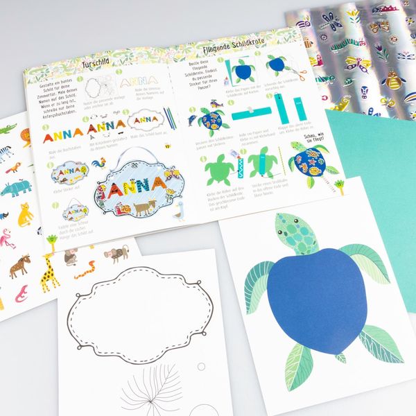 Produktbild: Bastelset f&uuml;r Kinder: Sticker-Bastelset: Glitzer-Tiere