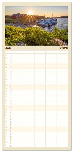 Produktbild: Familienplaner 2026 - Vom Nordkap zum S&uuml;dkap mit 5 Spalten (Wandkalender, 21 x 45 cm) CALVENDO