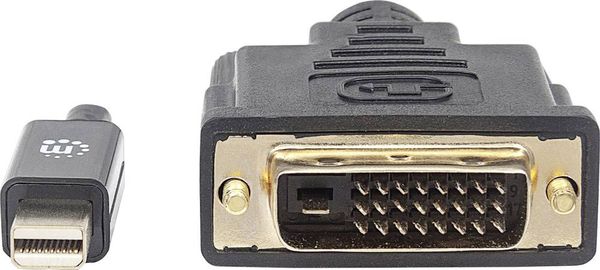Produktbild: Manhattan Mini-DisplayPort / DVI Adapterkabel Mini DisplayPort Stecker, DVI-D 24+1pol. Stecker 1.80m Schwarz 152150 Folienschirm