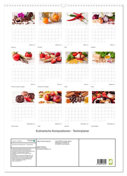 Produktbild: Kulinarische Kompositionen - Terminplaner (Wandkalender 2026 DIN A2 hoch), CALVENDO Monatskalender