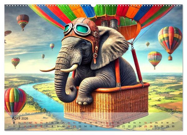 Produktbild: Tierische Illusionen - Humorvolle Tierfantasien (Wandkalender 2026 DIN A2 quer), CALVENDO Monatskalender