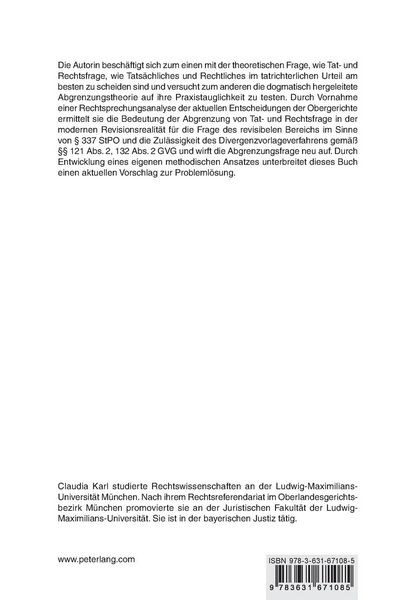 Produktbild: Die Bedeutung der Abgrenzung von Tat- und Rechtsfrage in der strafprozessualen Revision