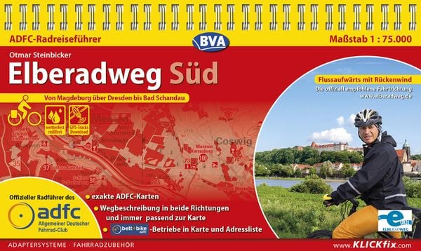 ADFC-Radreiseführer Elberadweg Süd 1:75.000 praktische Spiralbindung, reiß- und wetterfest, GPS-Tracks Download, Karte von Otmar Steinbicker,