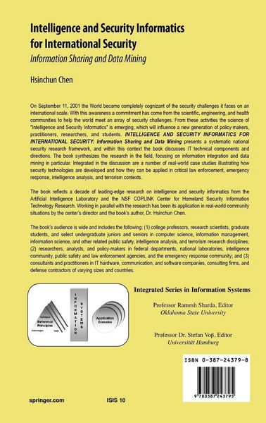 Produktbild: Intelligence and Security Informatics for International Security