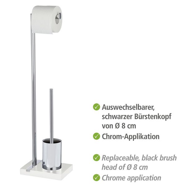 Produktbild: Stand WC-Garnitur Mod. Noble White, mit Chrom-Applikation