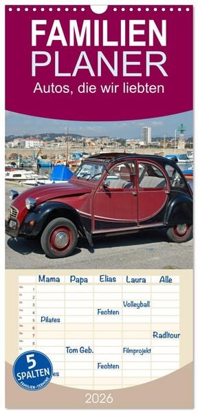 Produktbild: Familienplaner 2026 - Autos, die wir liebten mit 5 Spalten (Wandkalender, 21 x 45 cm) CALVENDO