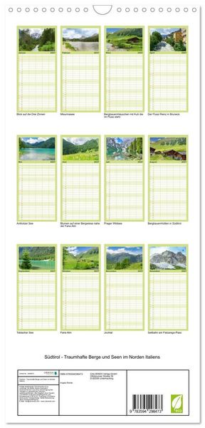 Produktbild: Familienplaner 2027 - S&uuml;dtirol - Traumhafte Berge und Seen im Norden Italiens mit 5 Spalten (Wandkalender, 21 x 45 cm) CALVENDO