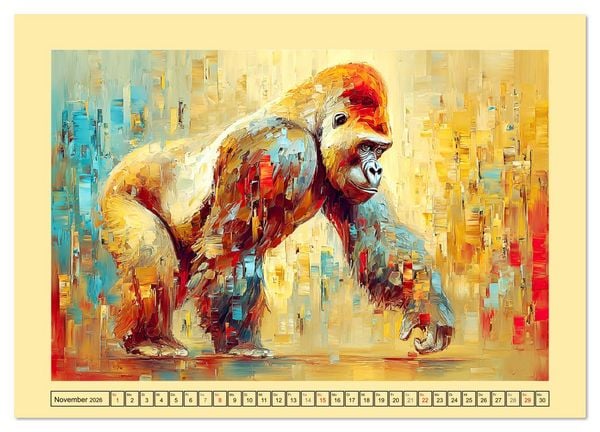 Produktbild: W&auml;chter der Stille. Beeindruckende Gorillas in moderner &Ouml;loptik (hochwertiger Premium Wandkalender 2026 DIN A2 quer), Kunstdruck in Hochglanz