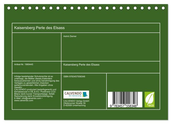 Produktbild: Kaisersberg Perle des Elsass (Tischkalender 2026 DIN A5 quer), CALVENDO Monatskalender
