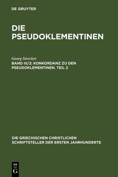 Produktbild: Konkordanz zu den Pseudoklementinen, Teil 2