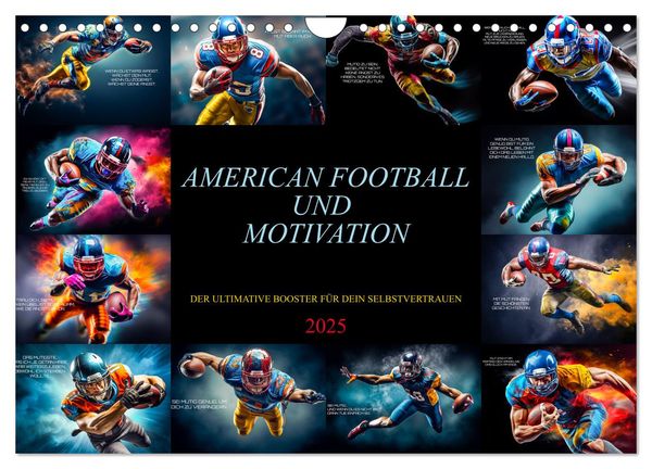 American Football und Motivation (Wandkalender 2025 DIN A4 quer), CALVENDO Monatskalender