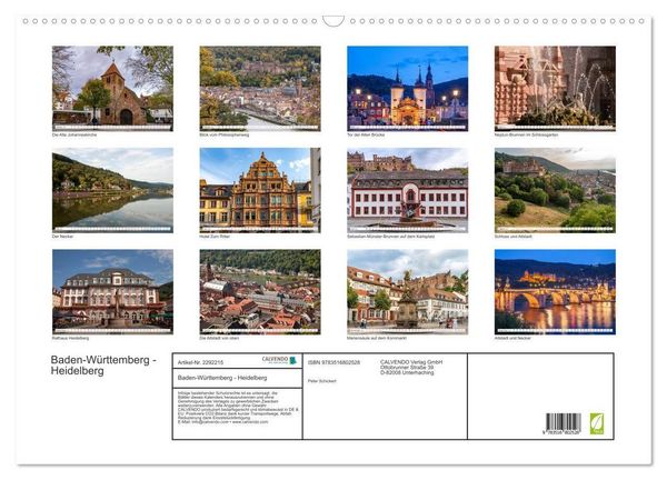 Produktbild: Baden-W&uuml;rttemberg - Heidelberg (Wandkalender 2027 DIN A2 quer), CALVENDO Monatskalender