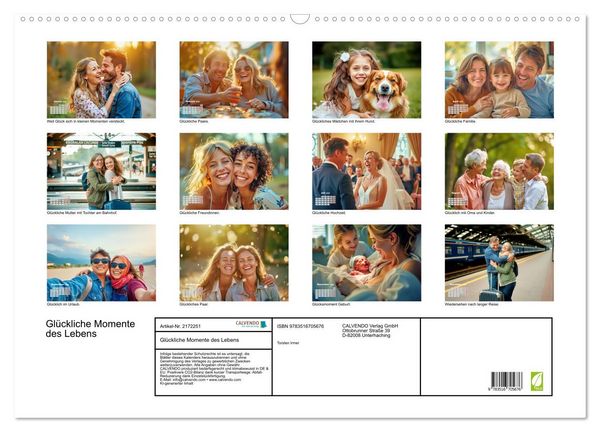 Produktbild: Gl&uuml;ckliche Momente des Lebens (Wandkalender 2026 DIN A2 quer), CALVENDO Monatskalender